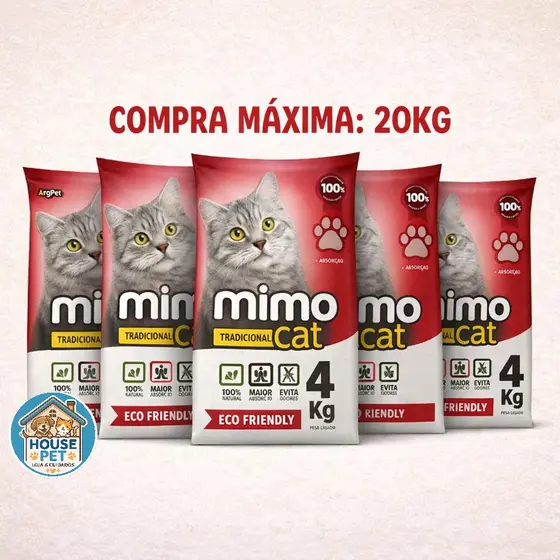 MimoCat Tradicional 20kg – Areia Sanitária para Gatos com Alta Absorção e Controle de Odores