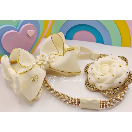 Faixa para bebês, Headband Bordada Adaptavél em 3 Opções de Utilizar- Faixa para batizado