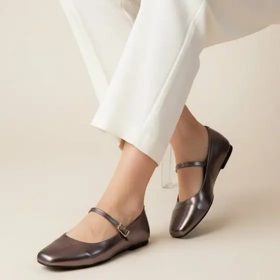 Sapatilha Feminina Mary Jane Confortável Luxo Elegante Sapato Feminino Boneca  Bico Quadrado Onix