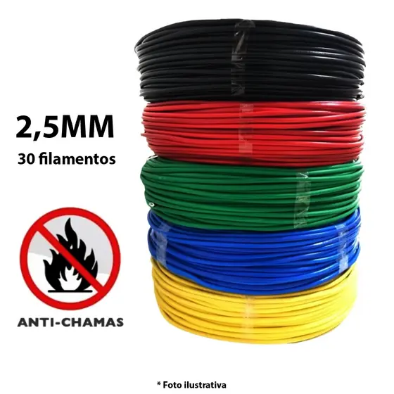 5 Mts De Fio Elétrico Cabo De Pvc 2,5mm