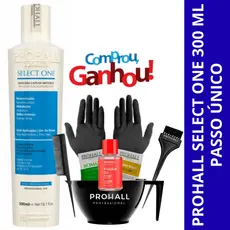 Prohall Select One Único Passo 300ml + Óleo 7ml e sache + Kit Aplicação e Luva + Escova e Pente