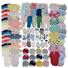 Kit 32 peças enxoval bebê em algodão antialergico