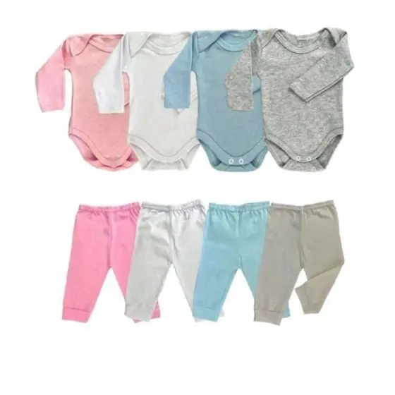 kit 4 Peças Body e Mijão enxoval Bebê menino e menina Algodão.