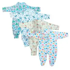 Kit 3 Macacão Estampado menino e menina 100% algodão vira pé bebê