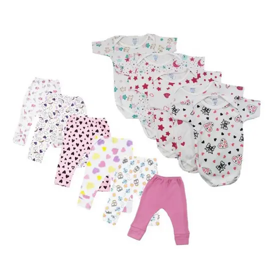 kit enxoval 6 peças Estampado sortidos  body e Mijão bebê 100% Algodão.