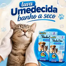 Luva Descartável Umedecida Gato Banho A Seco Para Gato