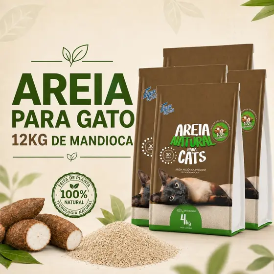 Areia Mandioca Para Gato 12kg