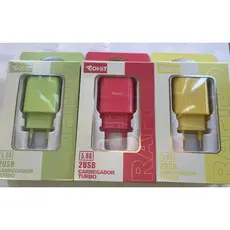 Caixinha Carregador turbo 2USB 5.8A Colorido, duas entradas usb