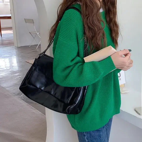 grande bolsa luxo mulheres pu alta capacidade ombro em corrente bolsa transversal 8339