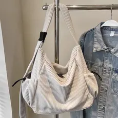 (2206)Bolsa de veludo cotelê feminina, grande capacidade, bolsa carteiro casual para deslocamento diário