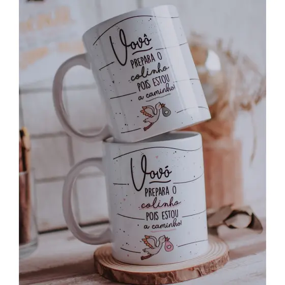 Caneca Porcelana Presente Revelação Gravidez Avós Surpresa Grávida