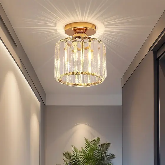 Luminária dourada de teto com LED para casa e decoração
