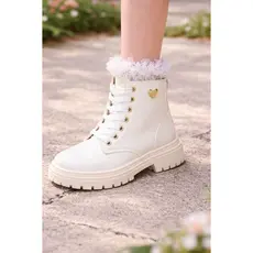 Bota Header Kids Verniz Coração Ouro Menina Coturno