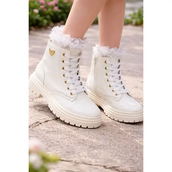 Bota Header Kids Verniz Coração Ouro Menina Coturno Promoção