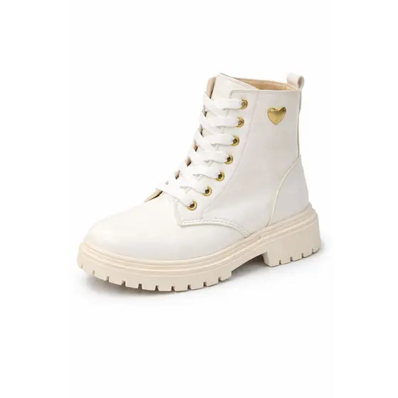 Bota Header Kids Verniz Coração Ouro Menina Coturno