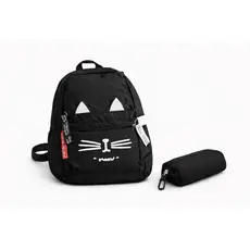 Mochila + Estojo Feminino Gatinho Estilo Espaçosa Escolar