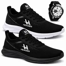 kit Tenis Masulino Run casual academia leve e confortavel + relogio