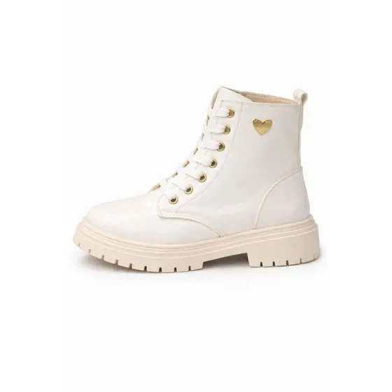 Bota Header Kids Verniz Coração Ouro Menina Coturno