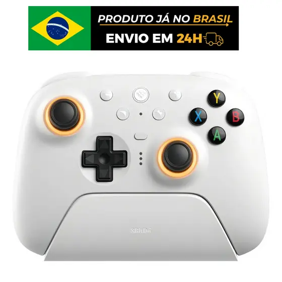 Controle Gamer 8BitDo Ultimate 2 Wireless Sem Fio Hall Effect TMR 1000Hz RGB com Dock para PC Windows Android
