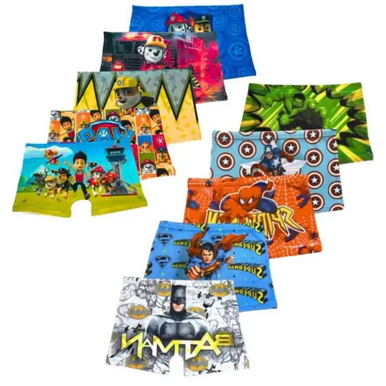 Kit Cueca Boxer Sublimada Infantil Personagens
