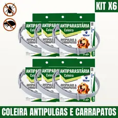 6 Coleiras Proteção Contra Pulgas e Carrapatos Antiparasitaria Dugs Para Cães World Veterinária