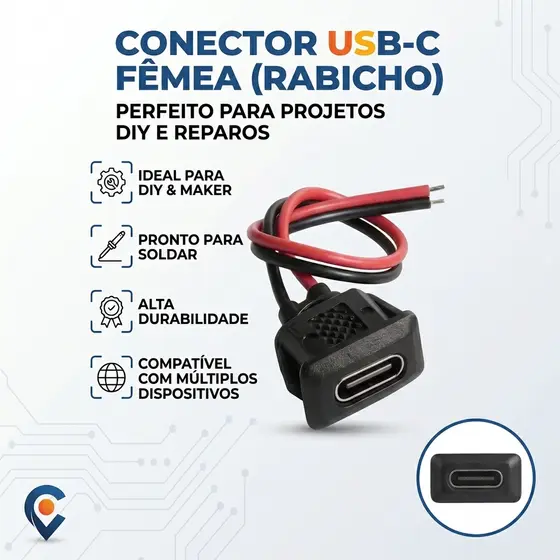 Tipo-C Conector USB Jack Fêmea Rabicho DIY Tipo-C Conector USB Jack Fêmea Rabicho DIY Moto Carro Caixa de Som Eletrônica