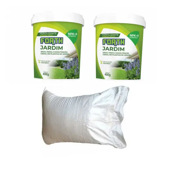 kit 2 potes fertilizante forth jardim 400g + refil de 1kg do mesmo adubo a granel