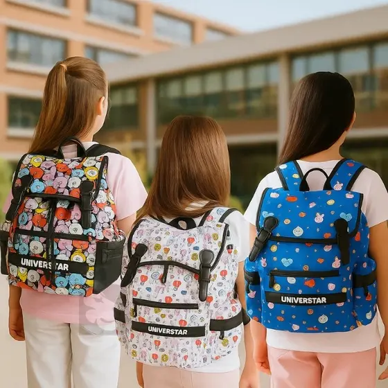 Mochila Costas Bolsa Escolar Trabalho Viagem Roupa Maquiagem Compartimento Ursinho Moda