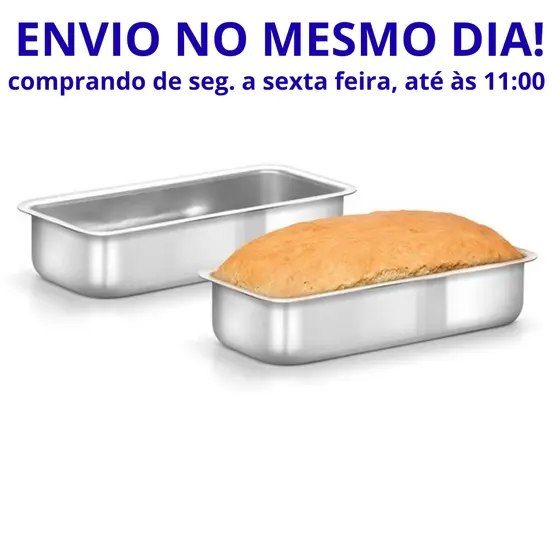 2 Formas de PÃO, bolo inglês, gelo,  GRANDE N°3,  kit com 2 assadeiras Retangular 28x11x5cm