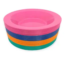 Kit 25 Unidades Pratos Fundos Redondos de Plástico para refeições