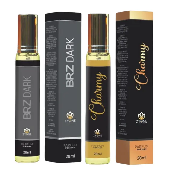 Kit 2 Perfumes Masculinos 28ml Zyone - Charmy + Brz Dark - Perfume Masculino Amadeirado