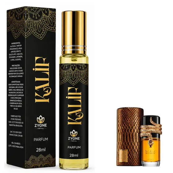 Perfume Árabe Masculino Kalif 28ml Zyone - Longa Duração - Oriental Intenso Elegância, Luxo