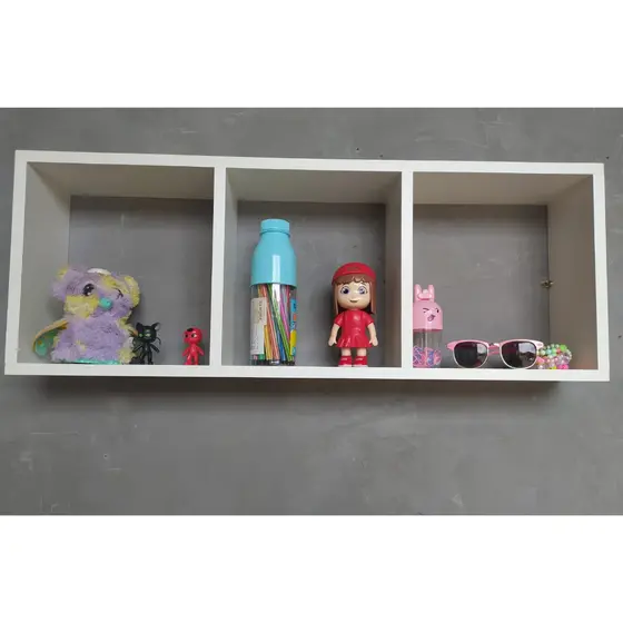 Nicho Triplo 70x30x12 Retangular Parede Prateleira Mdf Branco