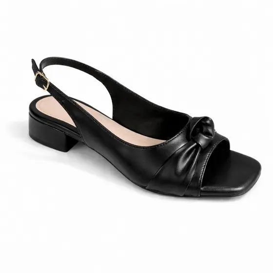 Sandalia Feminina Slingback Salto Baixo com Ajuste em Fivela Com Enfeira Nó (FORMA GRANDE – veja a tabela)