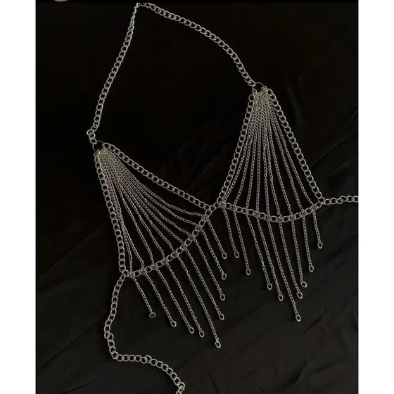 Body Chain Sutiã de correntes com franjs Ouro e Prata