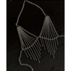 Body Chain Sutiã de correntes com franjs Ouro e Prata