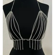 Bodychain top corporal sutiã folheado Ouro e Prata Festival