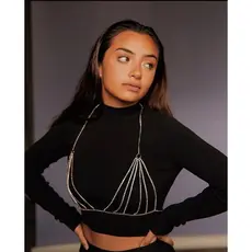 Body chain Sutiã de corrente colar corporal Ouro Prata Preto