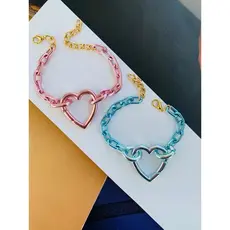 Pulseiras Maxi banhadas pulseiras azul e rosa com pingente de coração Barbie Core