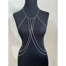 Bodychain borychain colar de corpo transversal Ouro e Prata