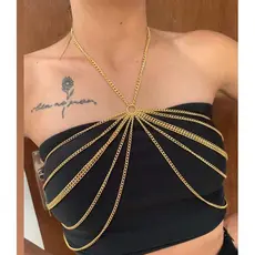 Bodychain Sutiã de correntes corporal banhado Ouro e Prata