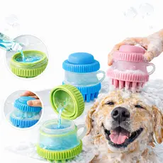 Escova Pet com Dispenser de Shampoo – Banho Fácil, Massageadora em Silicone para Cachorro e Gato