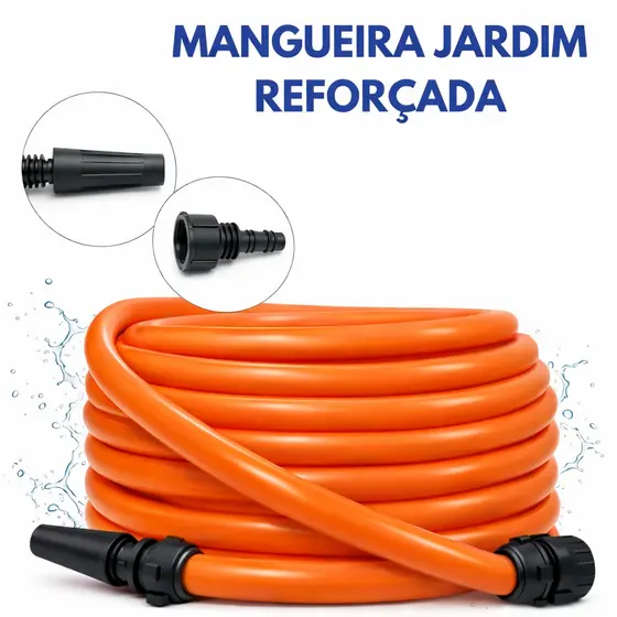 Mangueira de Jardim 1/2 Silicone Super Flexível Reforçada Laranja Premium Resistente 10m a 25m