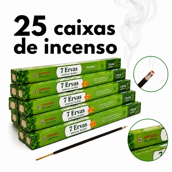 Incenso Natural 7 Ervas Special Blend 25 Caixas 200 Varetas Relaxamento Meditação Premium