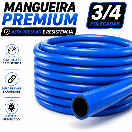 Mangueira 3/4 Jardim Azul Laranja 10m a 40m Reforçada Alta Pressão Flexível Irrigação Quintal Sítio