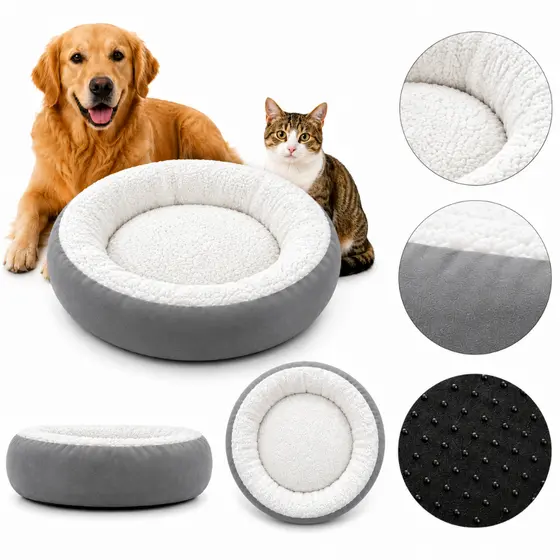 Caminha Cama Pet Sherpa Macia Redonda 50x50cm Cães e Gatos Confortável Pelúcia Quente