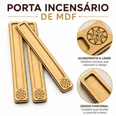 Incensário MDF Porta Incenso 22cm Suporte Para Incenso Decoração Zen Aromaterapia Artesanal
