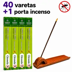 Incenso Natural Citronela Repelente Special Blend 5 Caixas Com 40 Varetas e 1 Porta Incenso Régua de Madeira