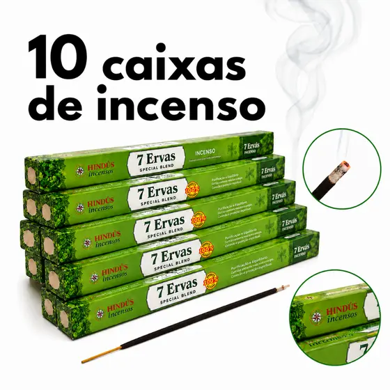 Incenso Natural 7 Ervas Special Blend 10 Caixas 80 Varetas Relaxamento Meditação Premium