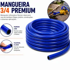 Mangueira 3/4 Alta Vazão Uso em Bomba Poço Lava-Rápido Reforçada Recapada Jardim 10m a 40m
